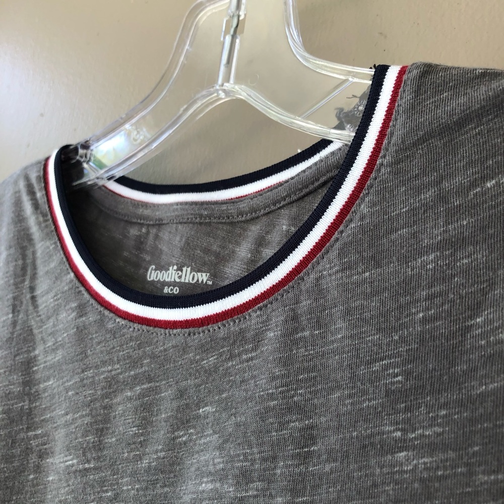 Grey Ringer T-Shirt Large - Picture 3 of 4
